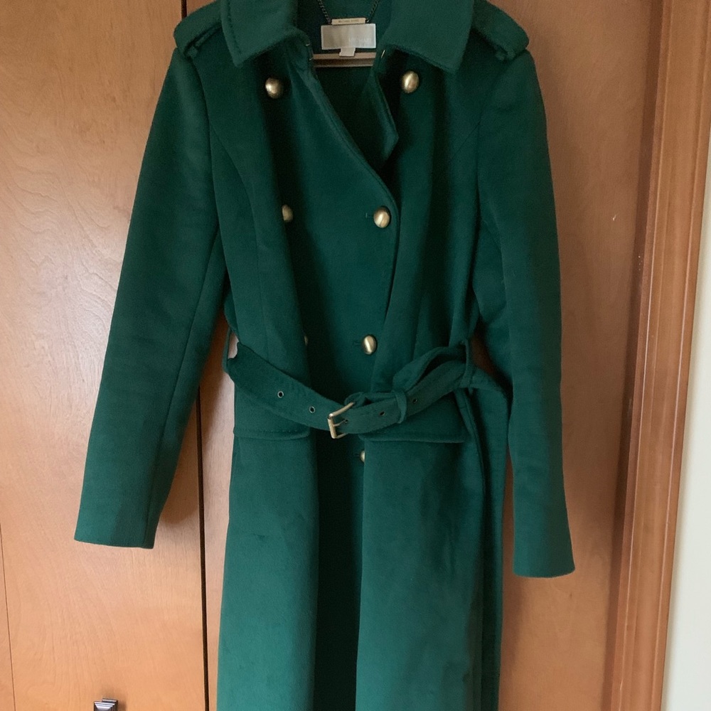 Michael Kors Wool Green Full Length Coat